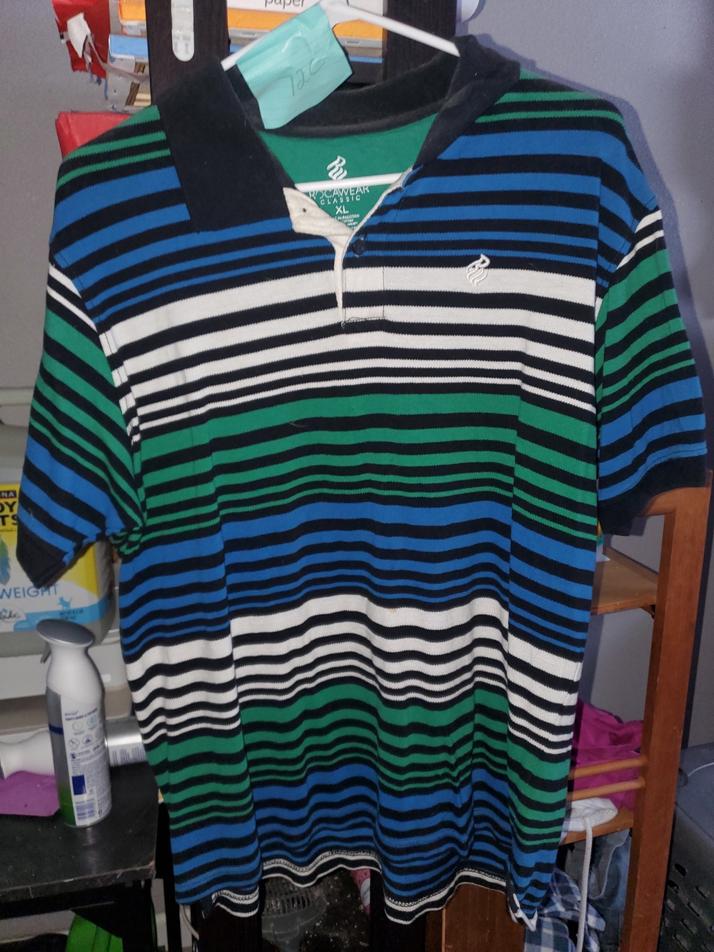 Classic Striped Polo Shirt - Blue, Green, White - Rocawear